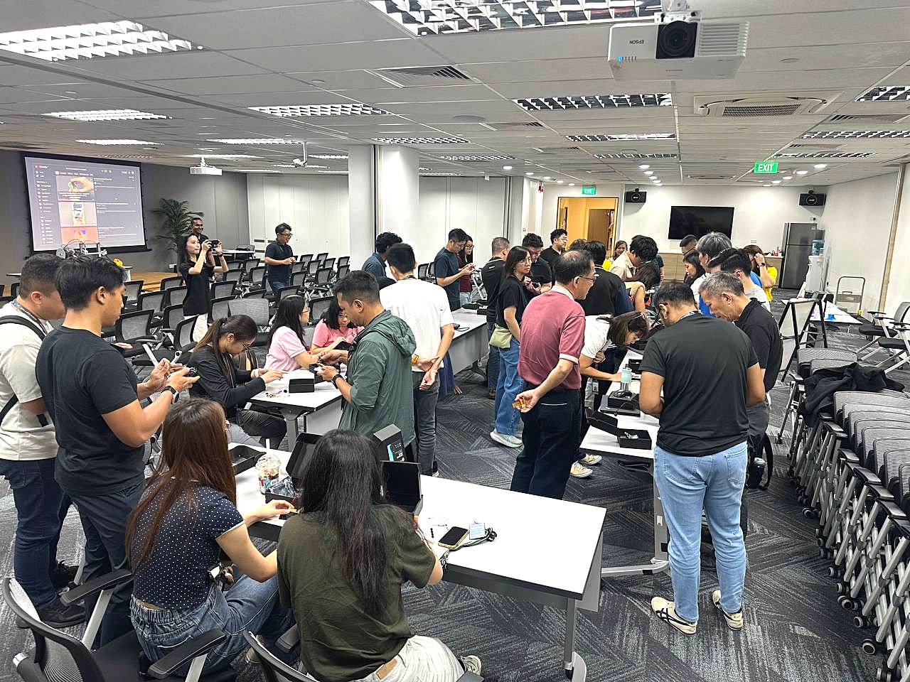 Participants assembling their printed parts